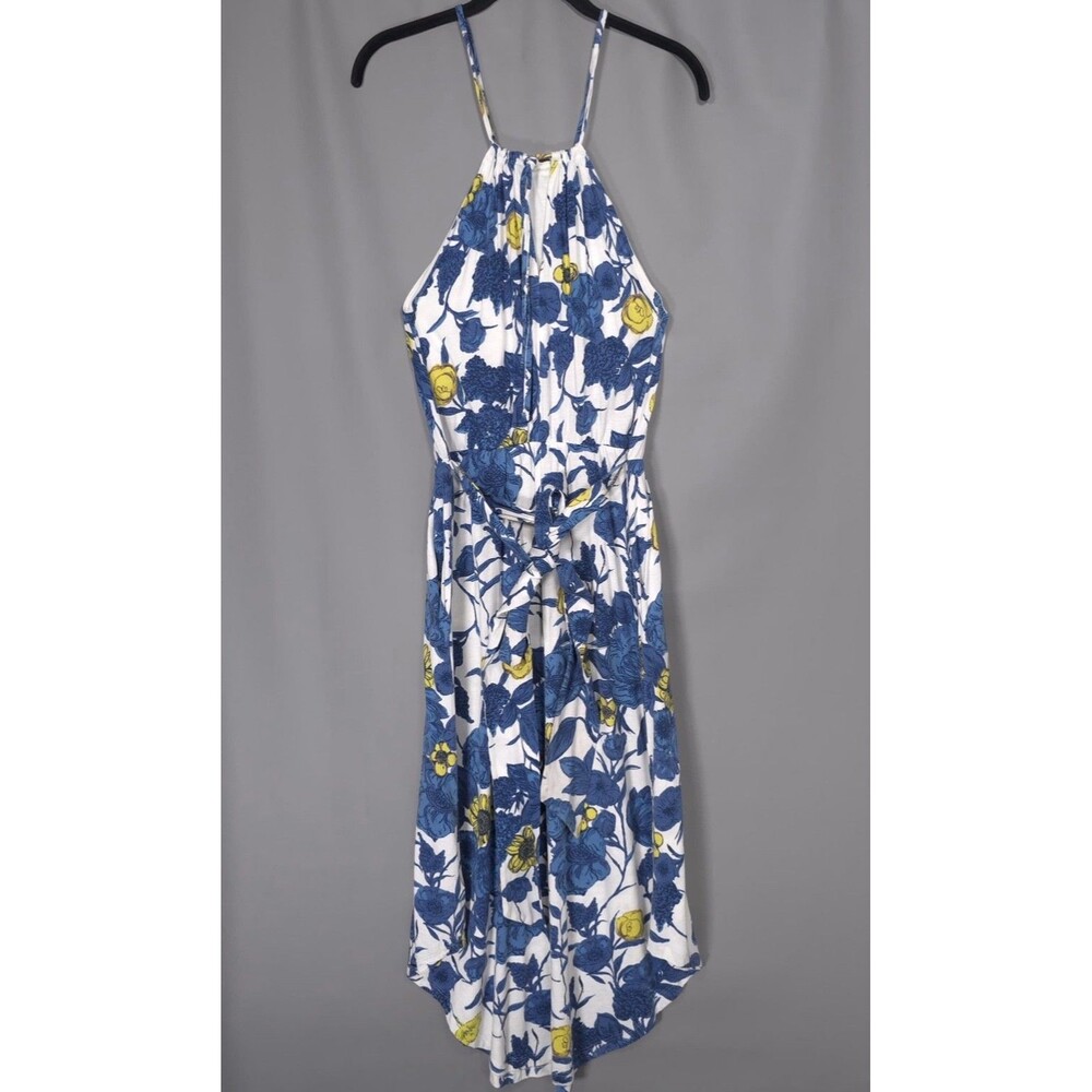 PATAGONIA Floral Halter Long Dress Organic Organic Cotton Tencel Tie Waist Small